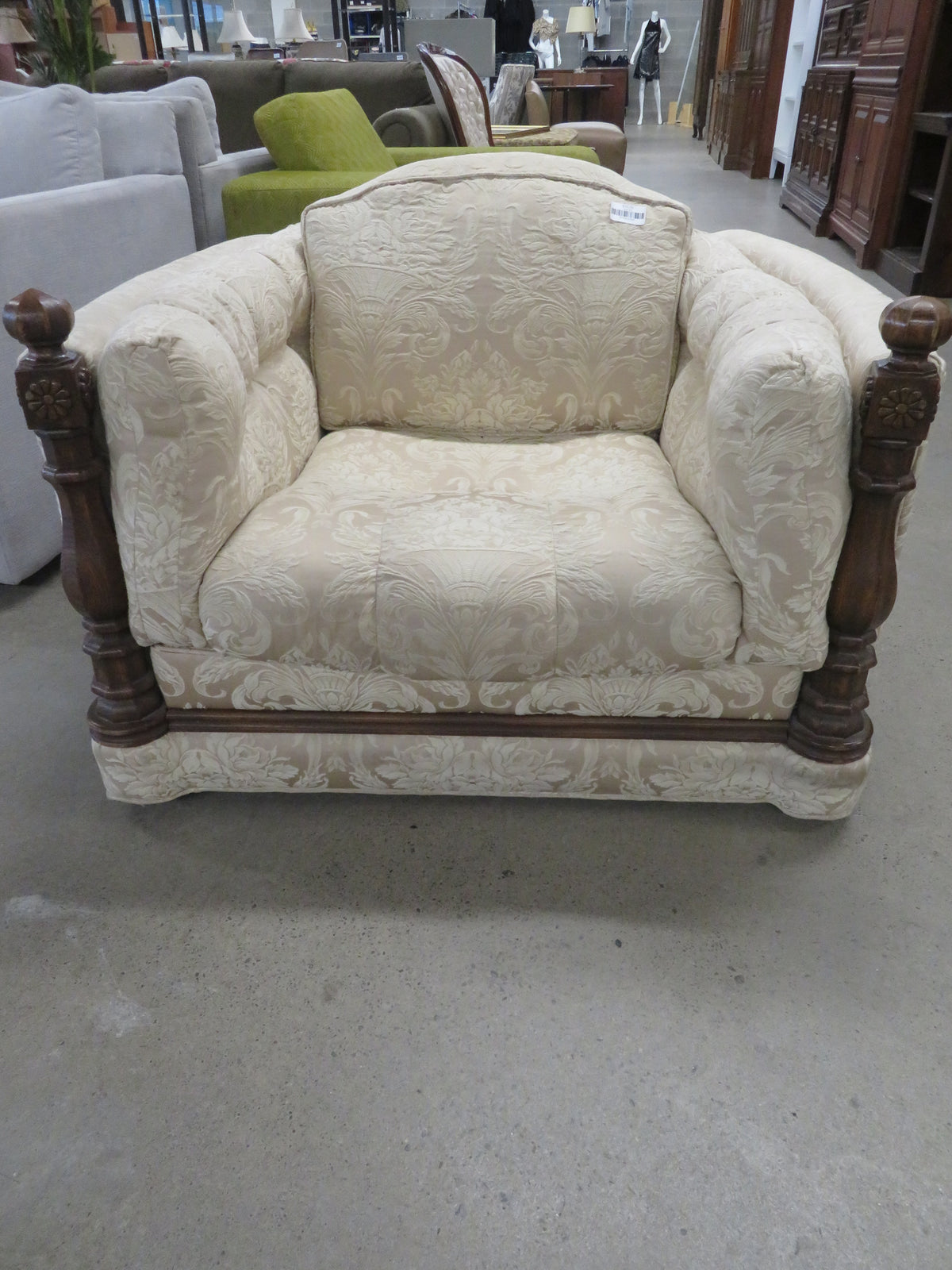 42"W Unique Armchair with Wooden Accents