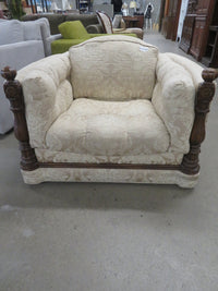 42"W Unique Armchair with Wooden Accents