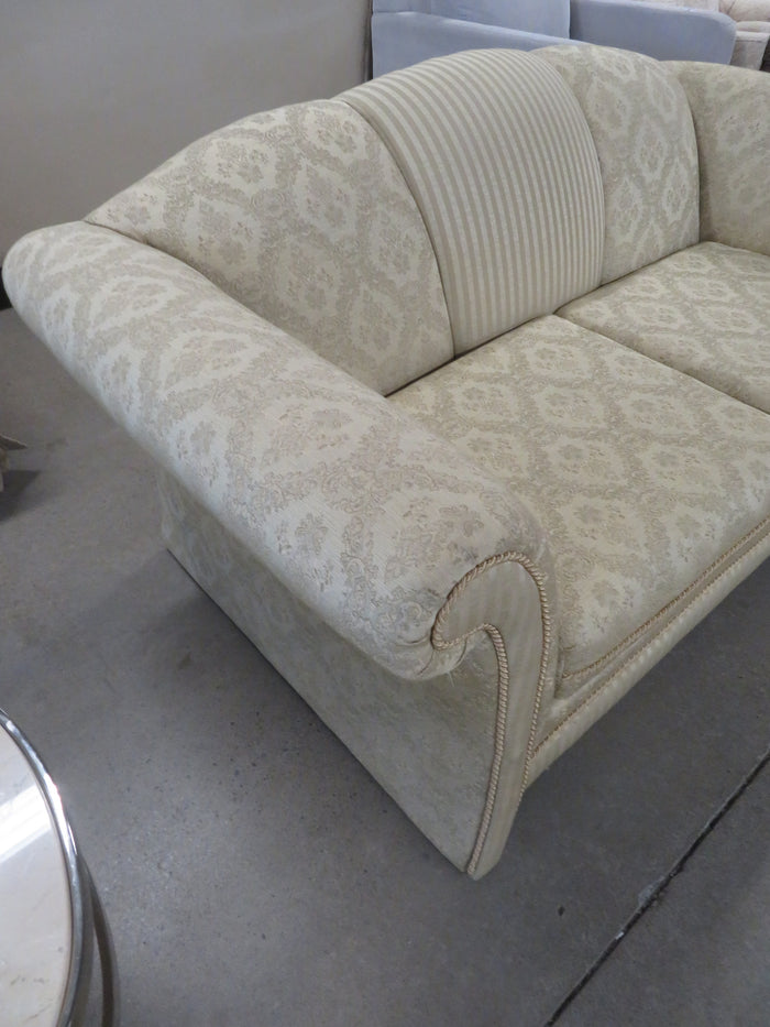 65"W Love Seat in Light Yellow Fabric