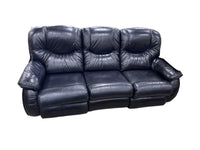 Black Leather Reclining 3-Seater Sofa