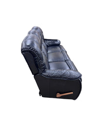 Black Leather Reclining 3-Seater Sofa