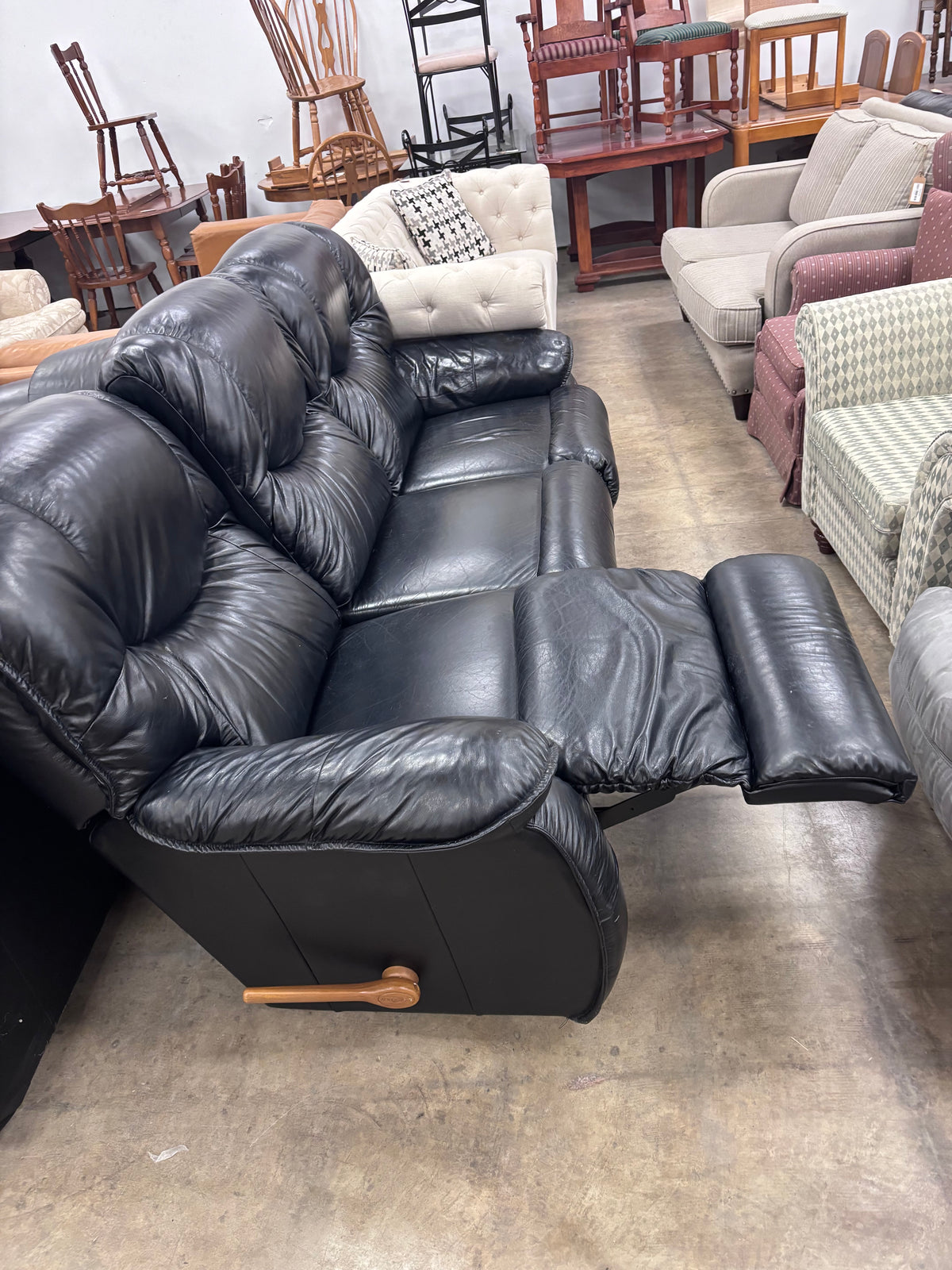 Black Leather Reclining 3-Seater Sofa