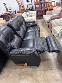 Black Leather Reclining 3-Seater Sofa