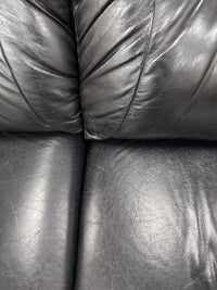 Black Leather Reclining 3-Seater Sofa
