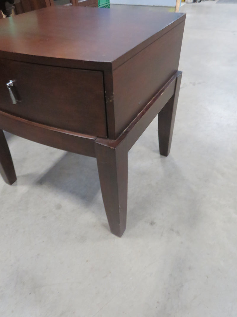 24"W Dark Wood Side Table with Single Drawer