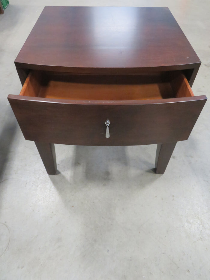 24"W Dark Wood Side Table with Single Drawer