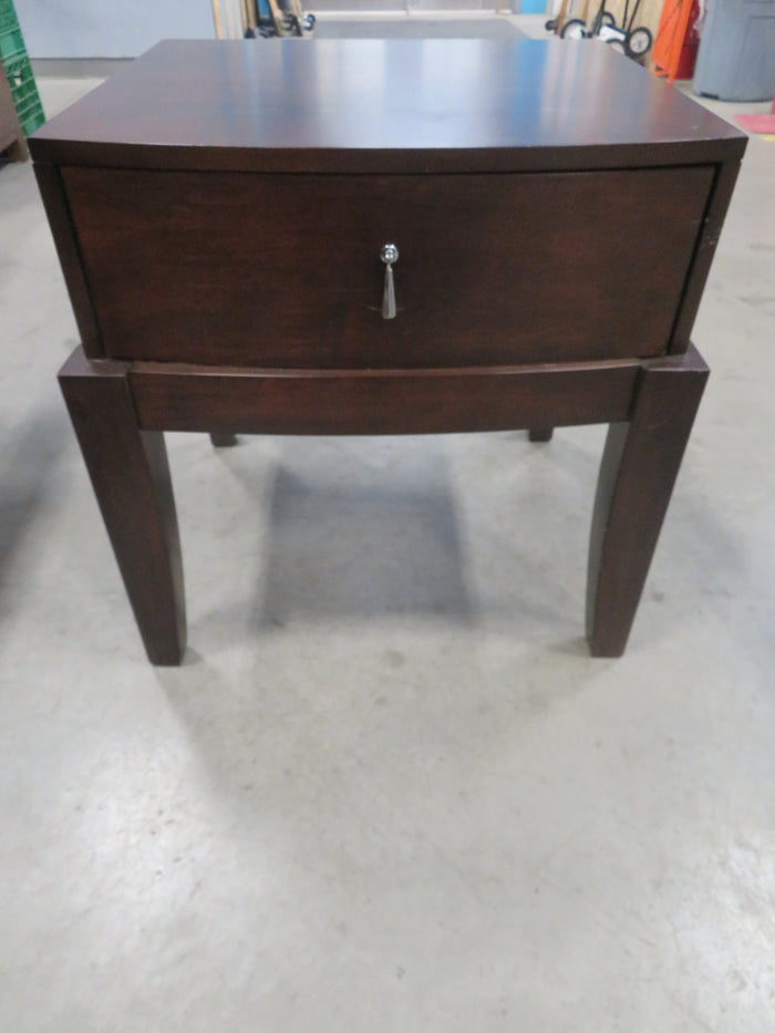 24"W Dark Wood Side Table with Single Drawer