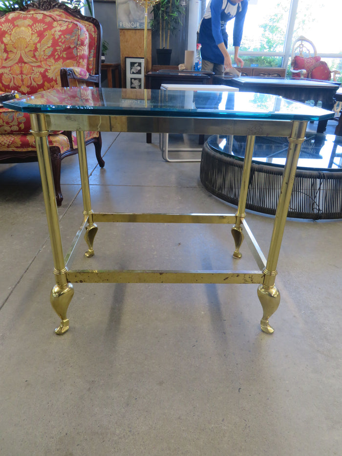 26"W Brass and Glass Side Table