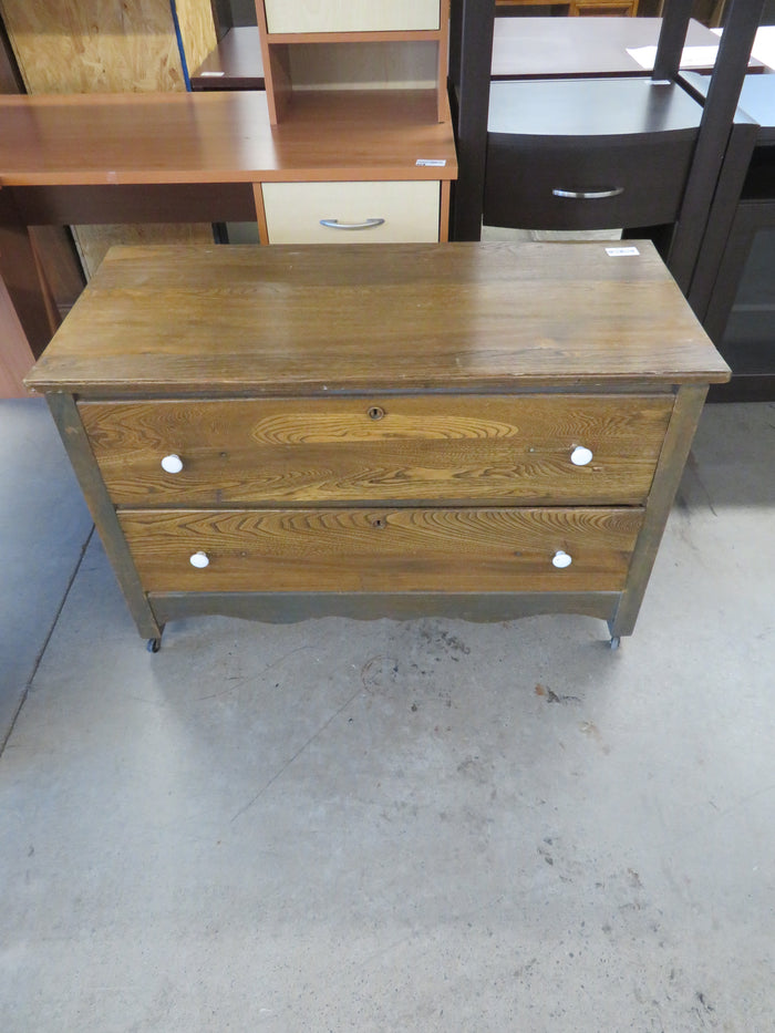 41"W Vintage Wooden 2-Drawer Dresser