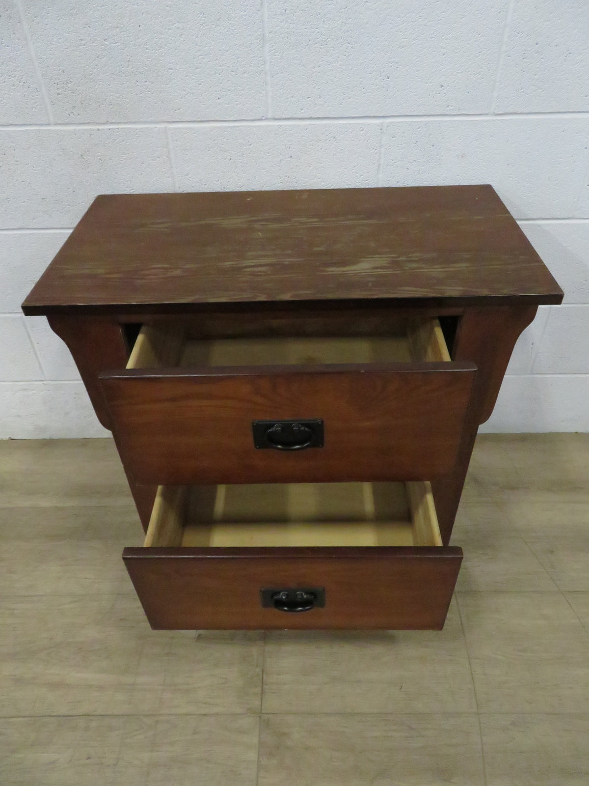 Solid Wood Two Drawer Side Table