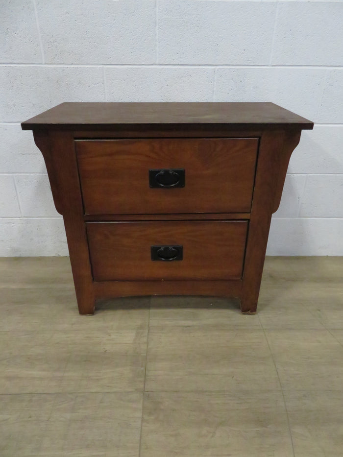 Solid Wood Two Drawer Side Table