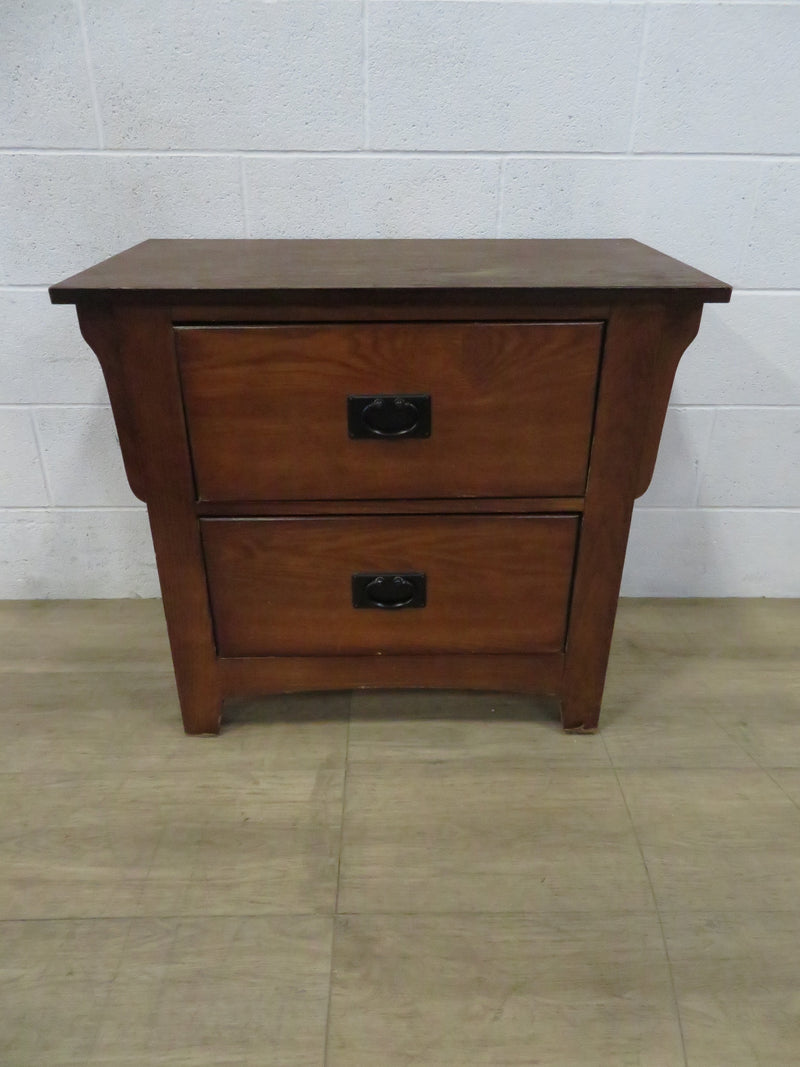 Solid Wood Two Drawer Side Table