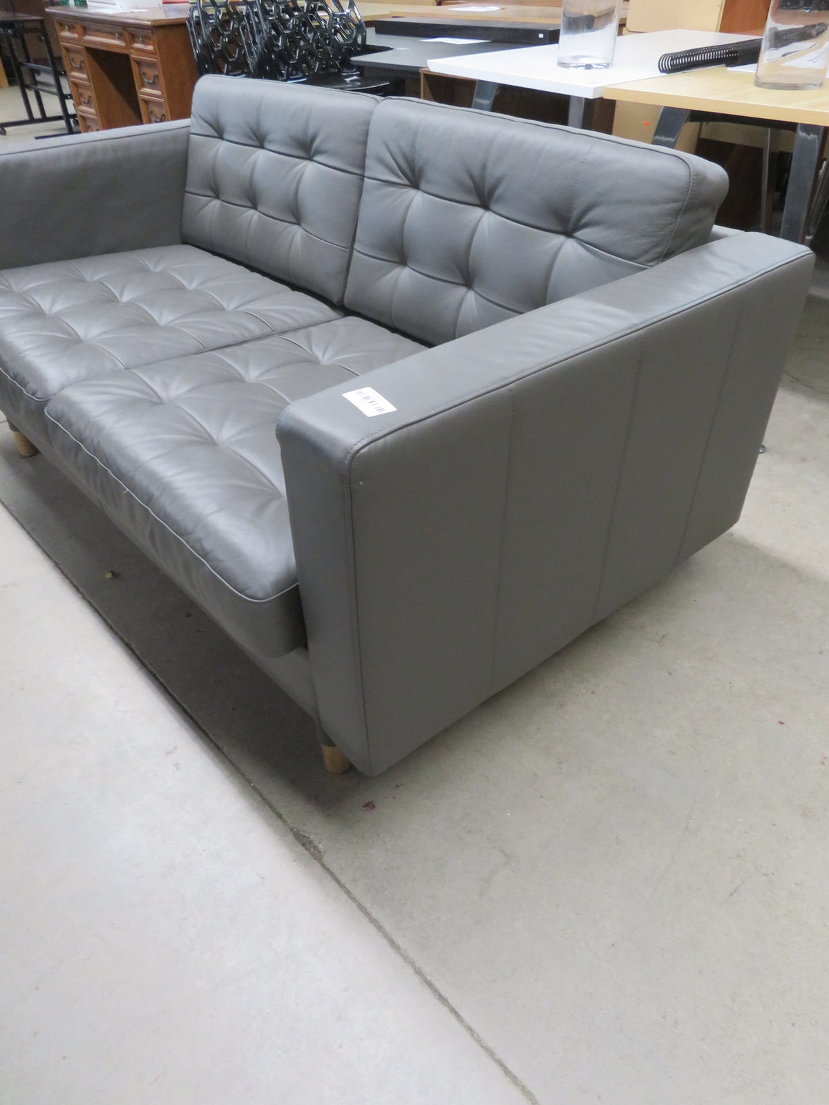 65.5"W Modern Style Love Seat in Gray Leather