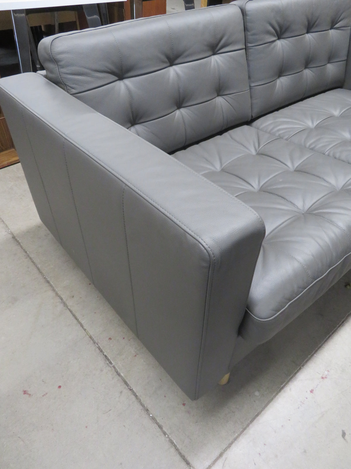 65.5"W Modern Style Love Seat in Gray Leather