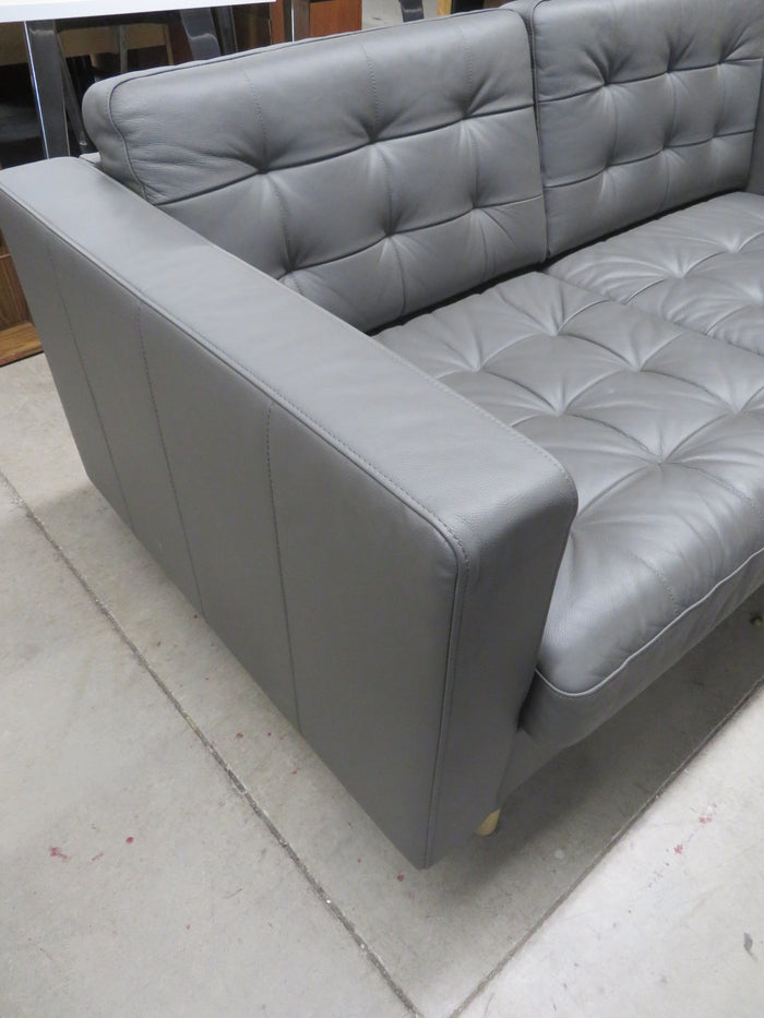 65.5"W Modern Style Love Seat in Gray Leather
