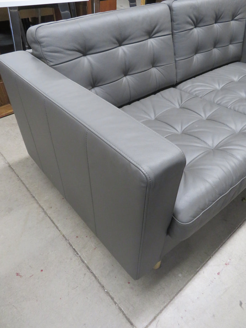 65.5"W Modern Style Love Seat in Gray Leather