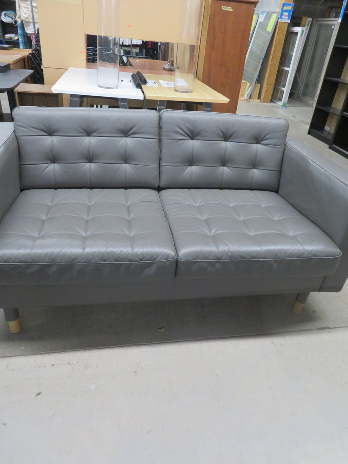 65.5"W Modern Style Love Seat in Gray Leather