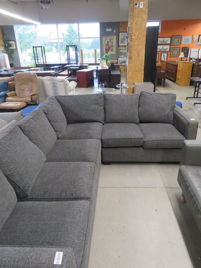 108"W 3-Piece Sectional in Gray Fabric