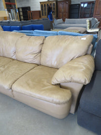 86"W Leather 3-Seat Sofa in Light Brown