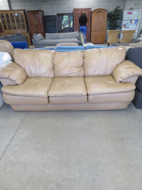 86"W Leather 3-Seat Sofa in Light Brown