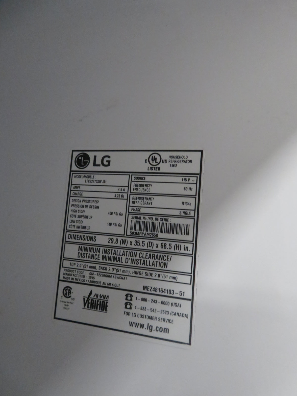 30"W Side by Side Fridge/Freezer with Lower Freezer Drawer in White