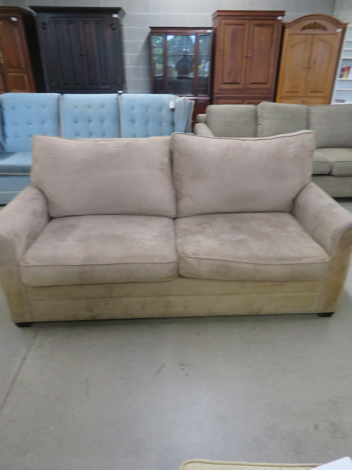 72"W Love Seat in Light Brown Velour