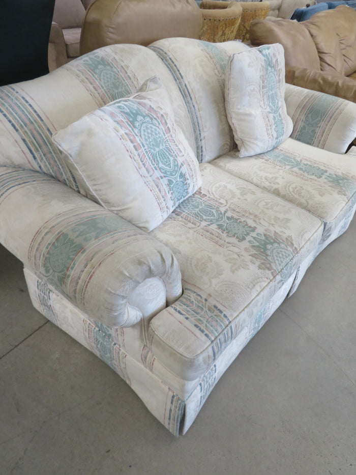 64"W Love Seat in Striped Fabric