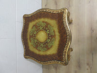 23"W Gilded Side Table with Glass Top