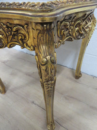 23"W Gilded Side Table with Glass Top