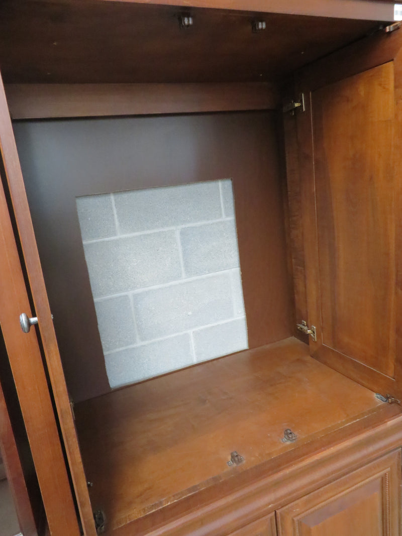 42"W 1-Piece Media Centre in Dark Stained Wood