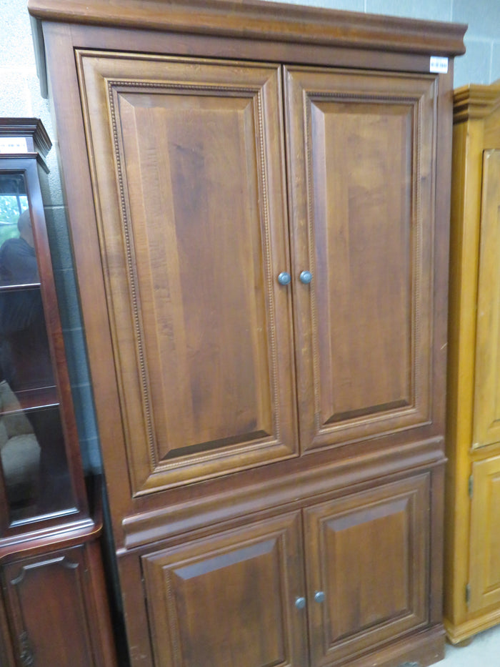 42"W 1-Piece Media Centre in Dark Stained Wood