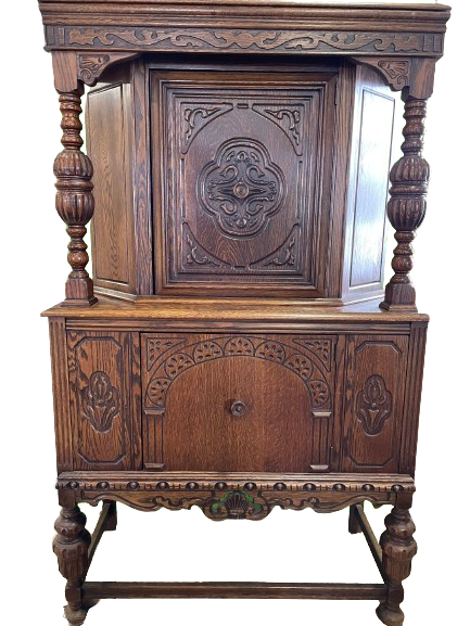 Jacobean Style Solid Wood Cabinet