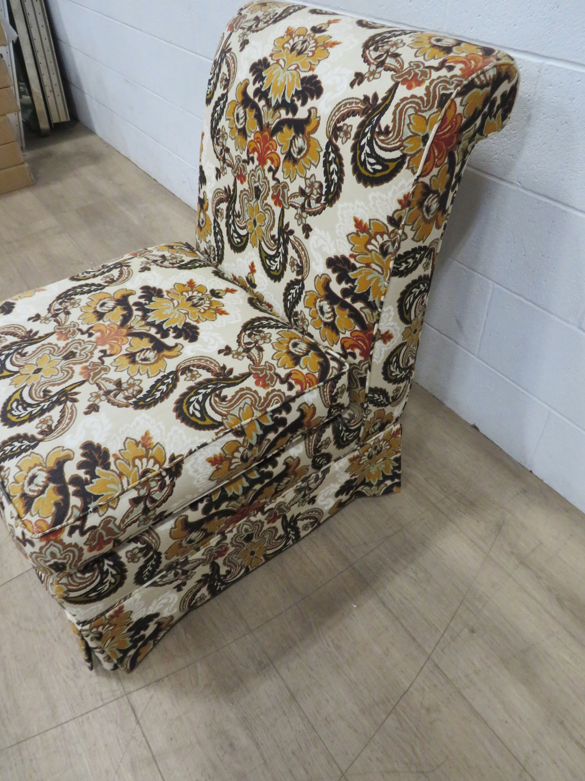 Armless Chair in Fall Leaf Fabric