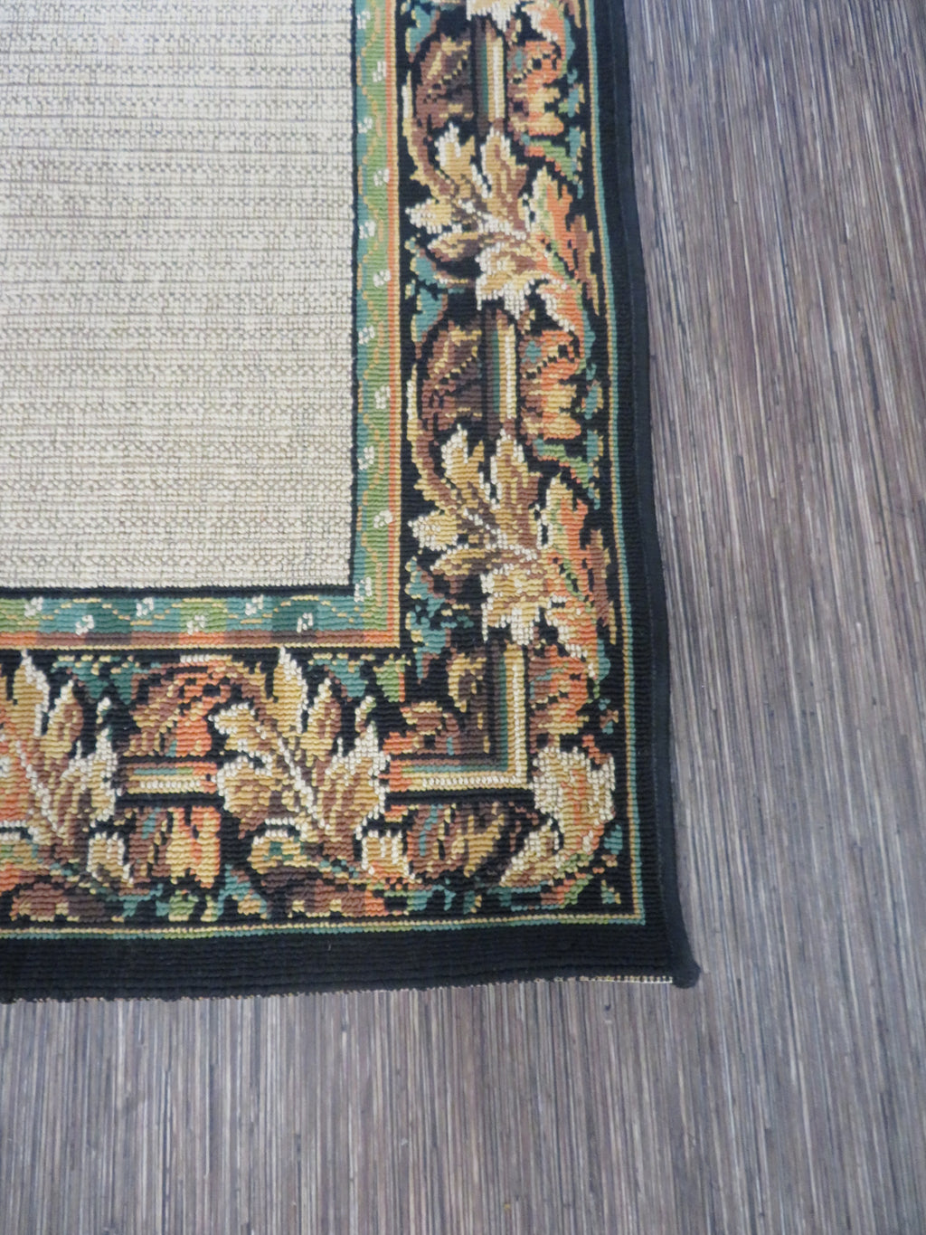 4Ft x 6Ft Area Rug - Beige with Black Edge