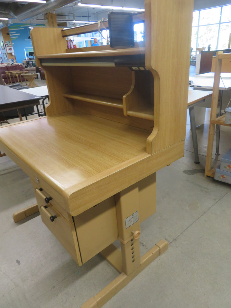 42.5"W Single Pedestal Desk in Metal and Faux Wood