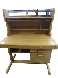 42.5"W Single Pedestal Desk in Metal and Faux Wood