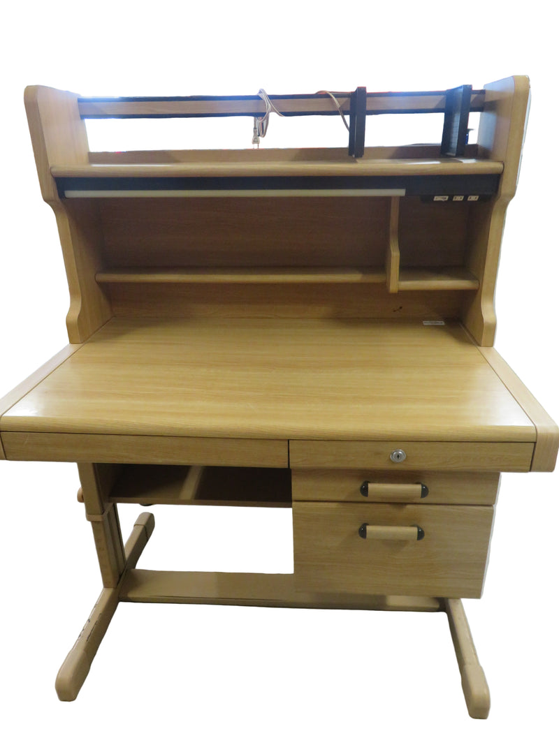 42.5"W Single Pedestal Desk in Metal and Faux Wood