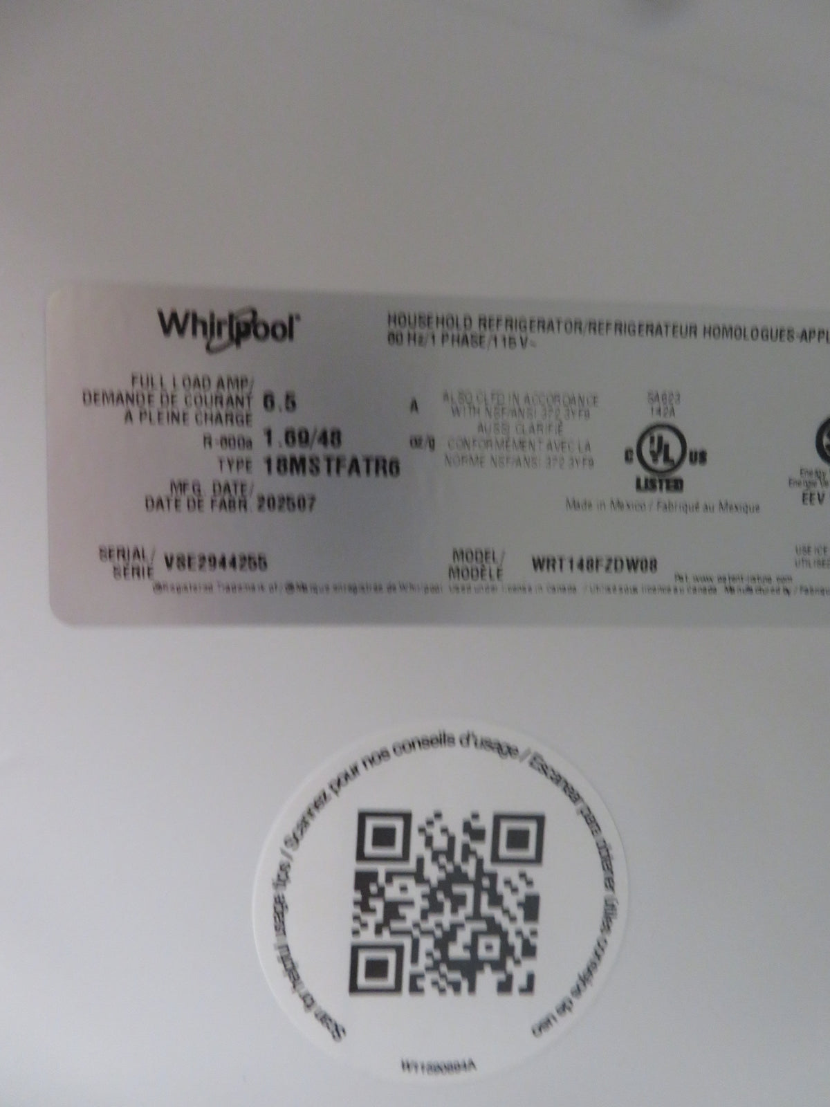 30"W 18.3 Cu Ft Top Freezer Refrigerator in White