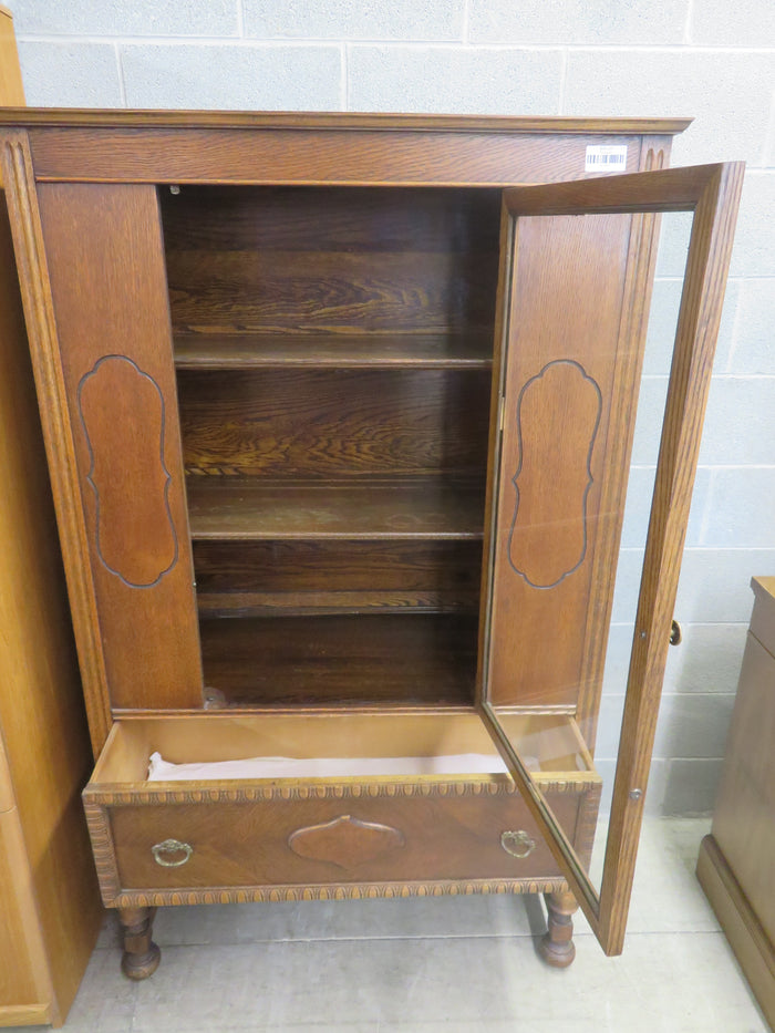 38"W 1-Piece Solid Wood China Cabinet with Glass Door