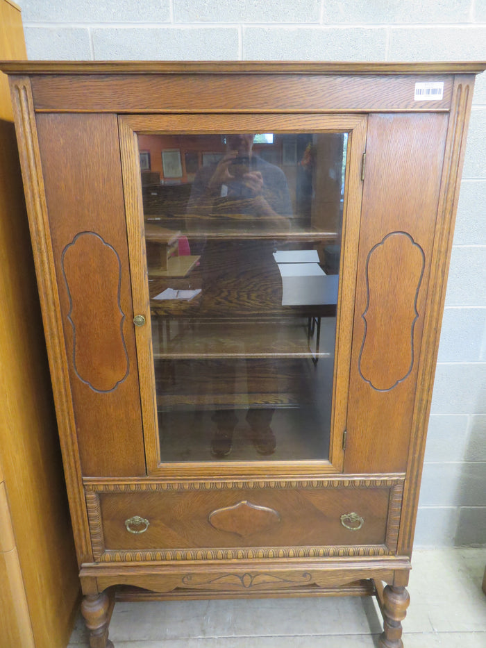 38"W 1-Piece Solid Wood China Cabinet with Glass Door
