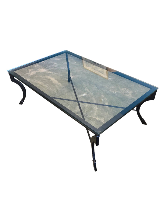 Modern Metal Framed Glass Patio Table