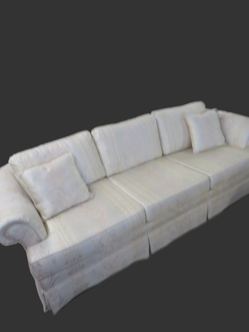 91"W 3-Seater Sofa In White Floral Fabric