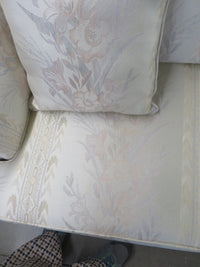 91"W 3-Seater Sofa In White Floral Fabric