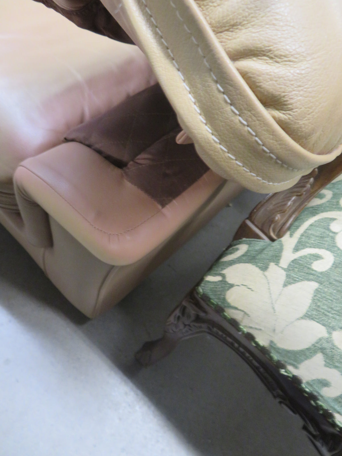 64x38x33-Inch – Tan Leather Loveseat with Plush Cushions