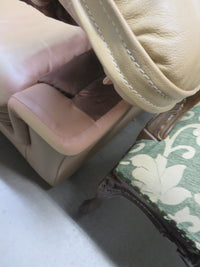 64x38x33-Inch – Tan Leather Loveseat with Plush Cushions