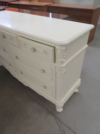 56x18x33-Inch – Victorian Cream Dresser with Ornate Carvings, 7 Drawer