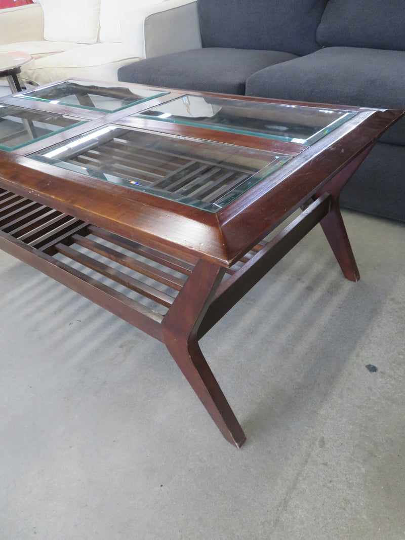 Caramel Wood/Glass Coffee Table