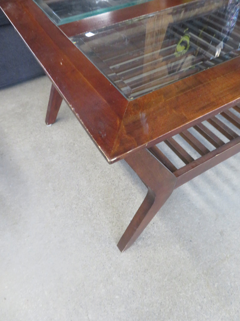 Caramel Wood/Glass Coffee Table