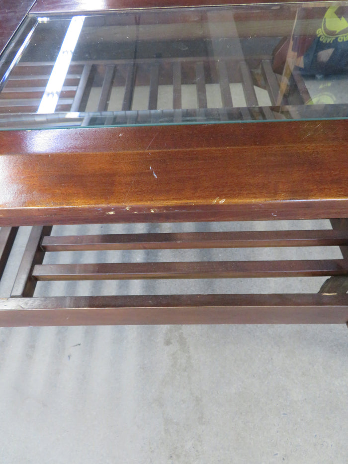 Caramel Wood/Glass Coffee Table