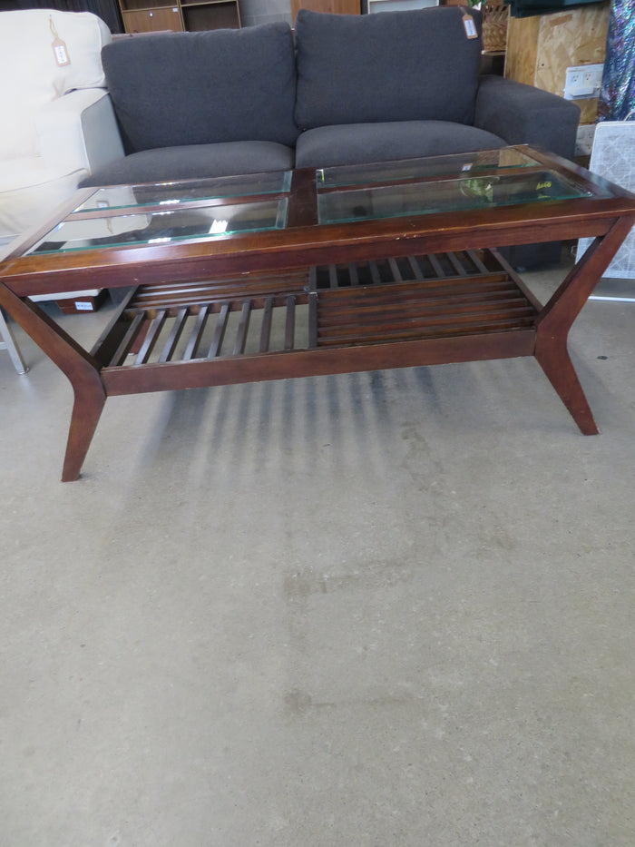 Caramel Wood/Glass Coffee Table